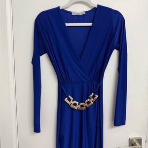 Elegant Blue Long Sleeve Dress
